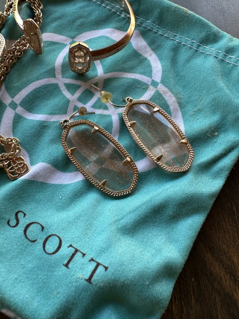 Kendra Scott Rose Gold Drusy Pendant Necklace and Cuff Bracelet Set - Picture 5 of 6